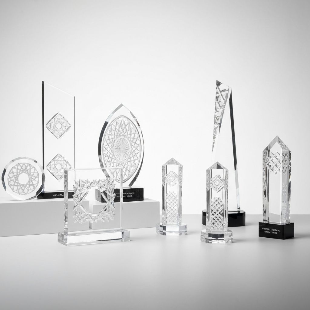 Elegant crystal glass awards and plaques